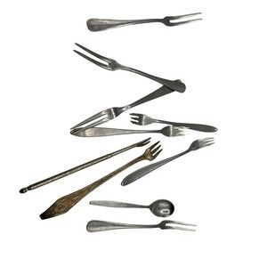 Vintage Cocktail Forks Appetizer Seafood Fork‎ Set Stainless Steel Lot